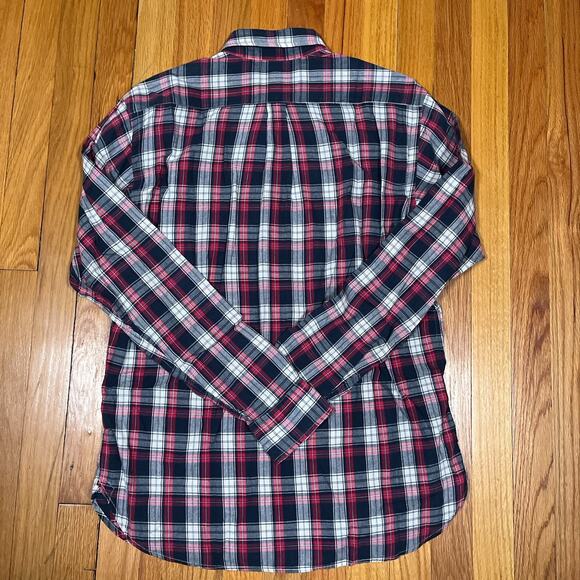 Sugar Cane Lightweight Plaid Button Down Shirt Size Large Made In USA Toyo Japan - Picture 7 of 10